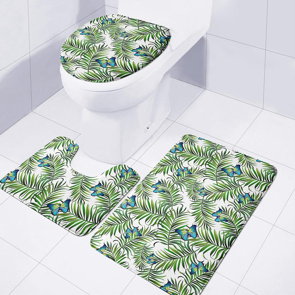 Tropical Butterfly Pattern Print 3 Piece Bath Mat Set