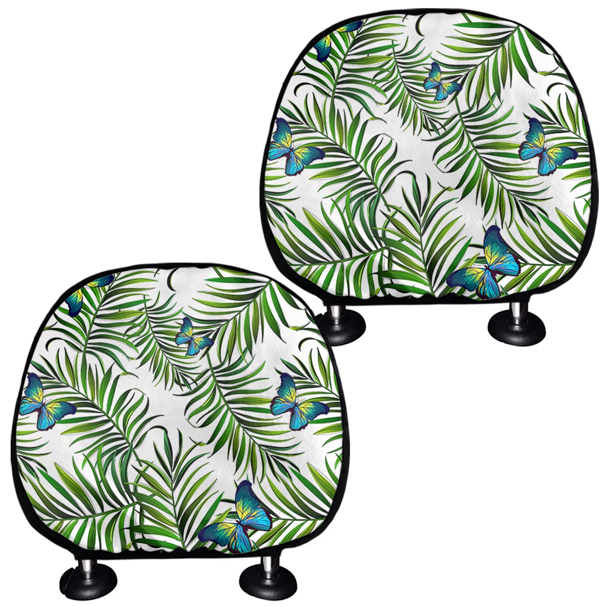 Tropical Butterfly Pattern Print Car Headrest Covers