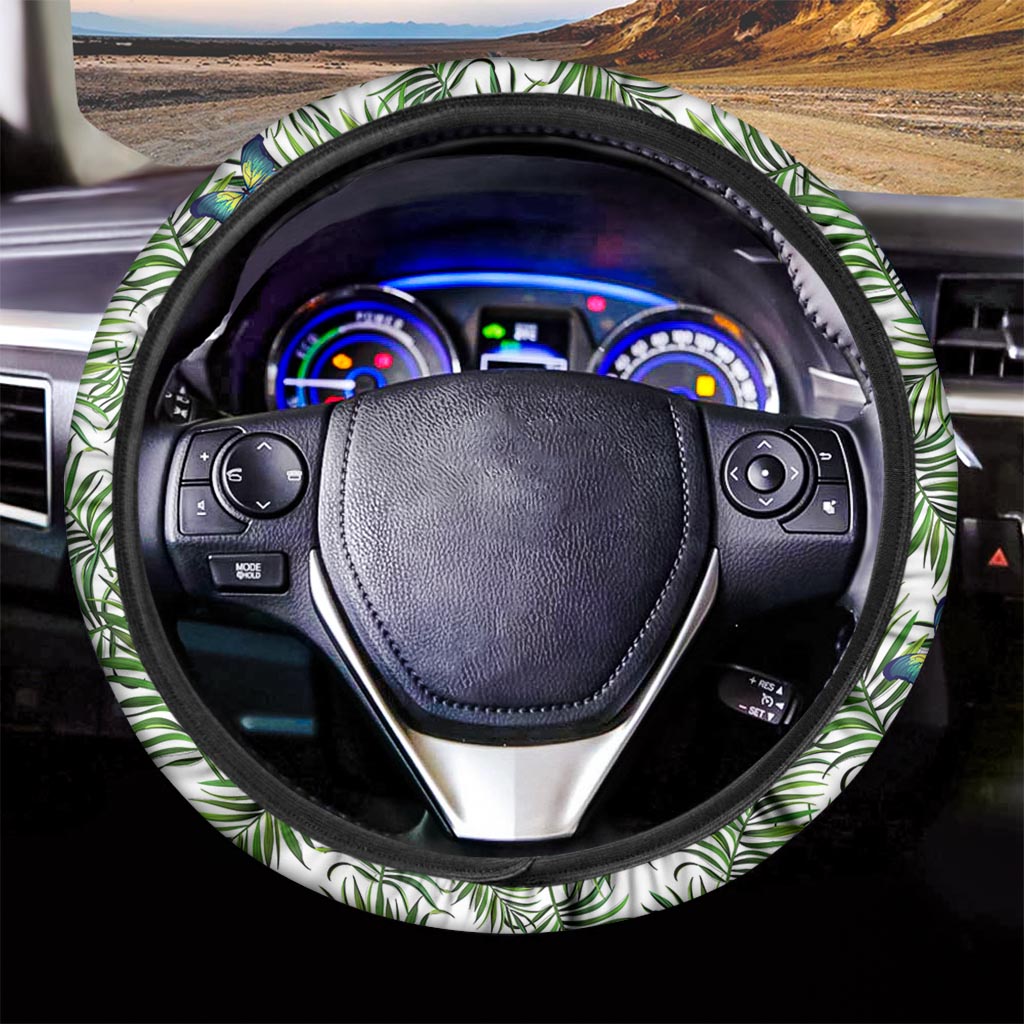 Tropical Butterfly Pattern Print Car Steering Wheel Cover