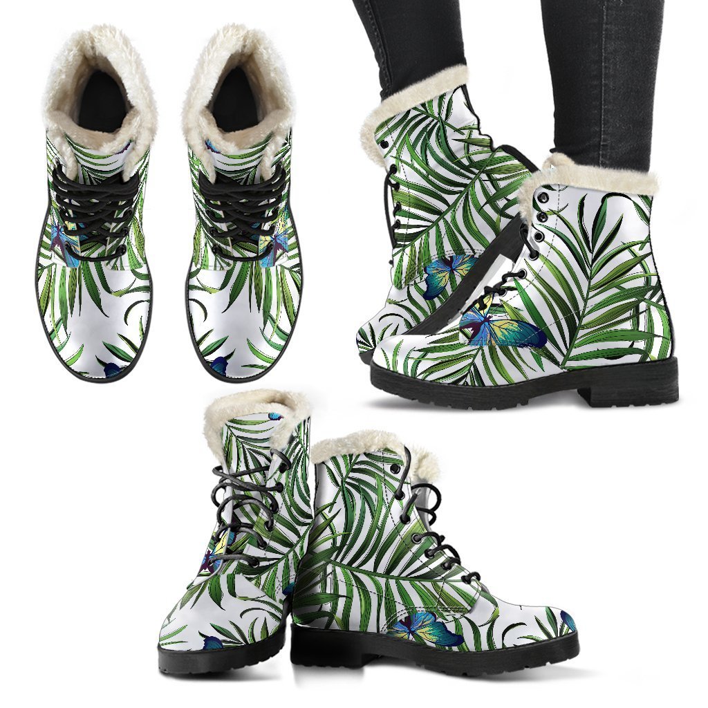 Tropical Butterfly Pattern Print Comfy Boots GearFrost