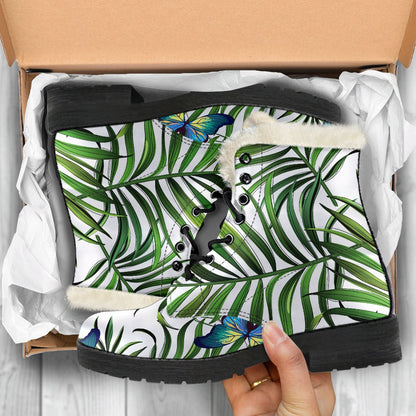 Tropical Butterfly Pattern Print Comfy Boots GearFrost