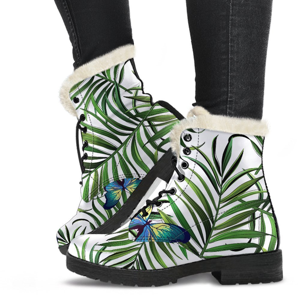 Tropical Butterfly Pattern Print Comfy Boots GearFrost