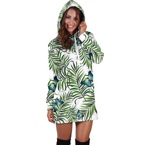 Tropical Butterfly Pattern Print Hoodie Dress GearFrost