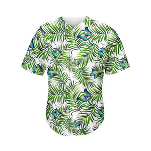 Tropical Butterfly Pattern Print Men's Baseball Jersey