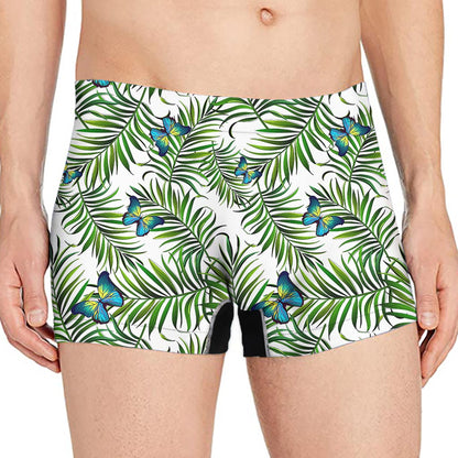 Tropical Butterfly Pattern Print Men's Boxer Briefs