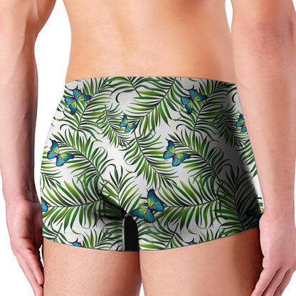 Tropical Butterfly Pattern Print Men's Boxer Briefs