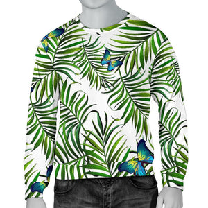 Tropical Butterfly Pattern Print Men's Crewneck Sweatshirt GearFrost