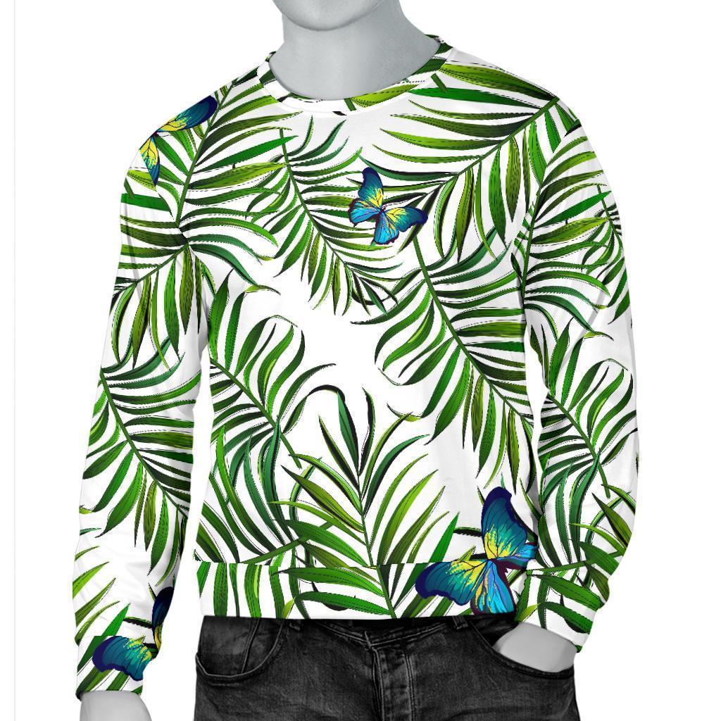 Tropical Butterfly Pattern Print Men's Crewneck Sweatshirt GearFrost