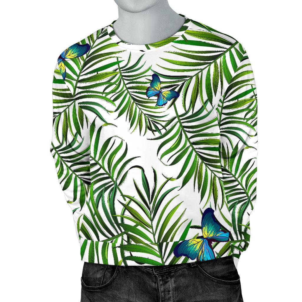 Tropical Butterfly Pattern Print Men's Crewneck Sweatshirt GearFrost