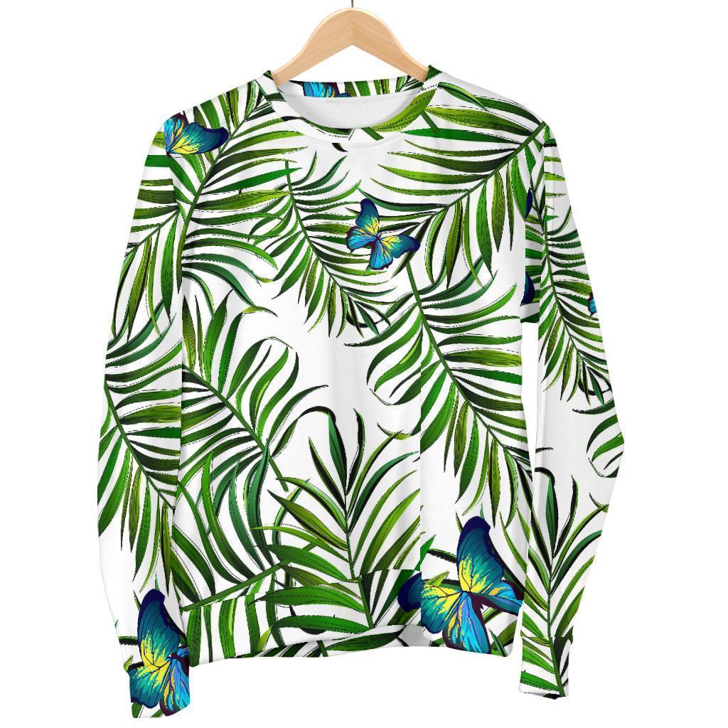 Tropical Butterfly Pattern Print Men's Crewneck Sweatshirt GearFrost