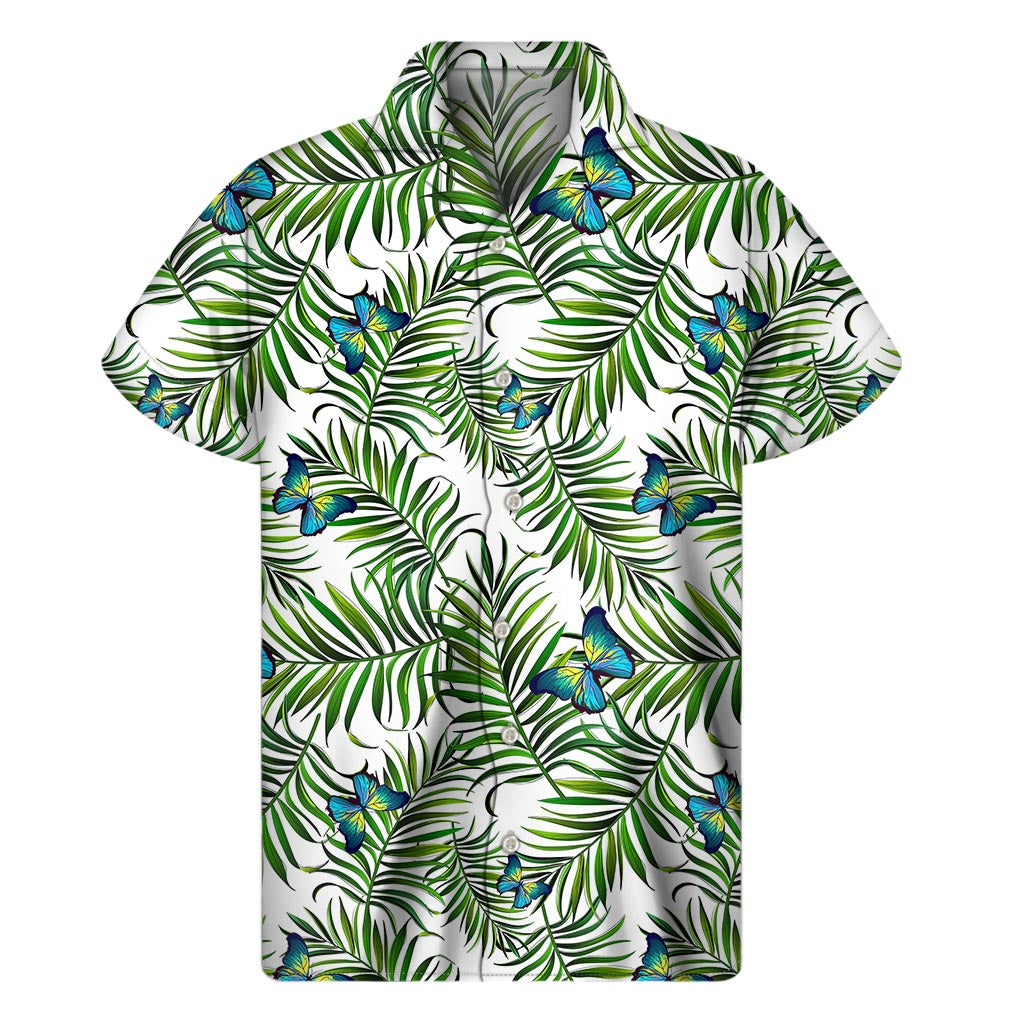 Tropical Butterfly Pattern Print Men's Short Sleeve Shirt