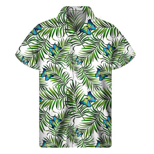 Tropical Butterfly Pattern Print Men's Short Sleeve Shirt