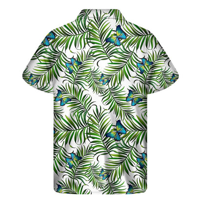 Tropical Butterfly Pattern Print Men's Short Sleeve Shirt