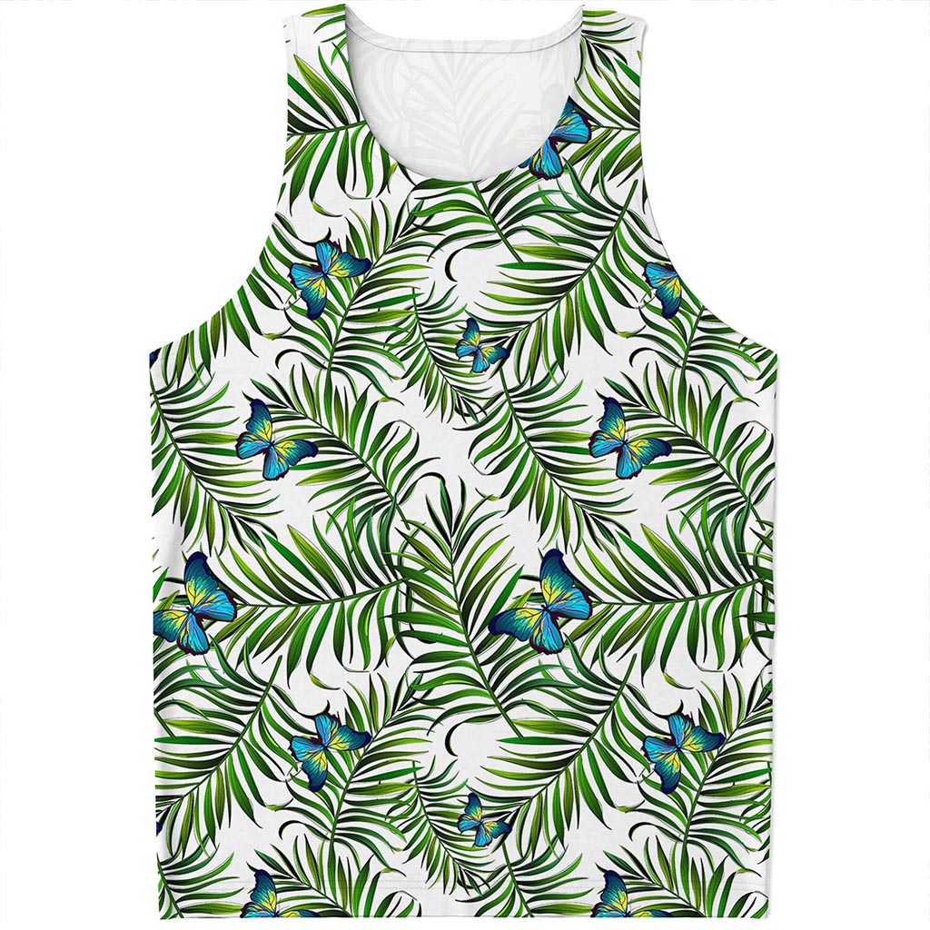 Tropical Butterfly Pattern Print Men's Tank Top