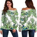 Tropical Butterfly Pattern Print Off The Shoulder Sweatshirt