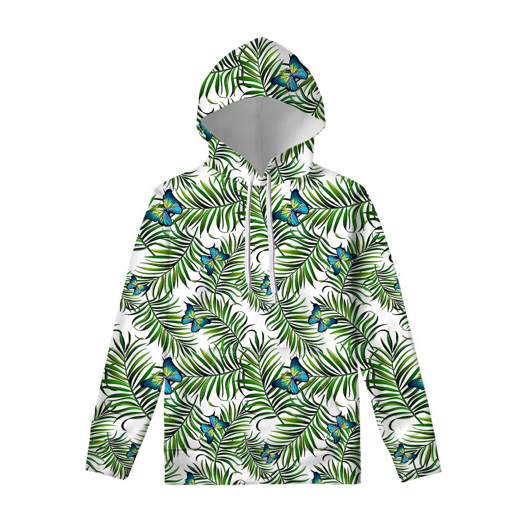 Tropical Butterfly Pattern Print Pullover Hoodie