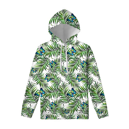 Tropical Butterfly Pattern Print Pullover Hoodie