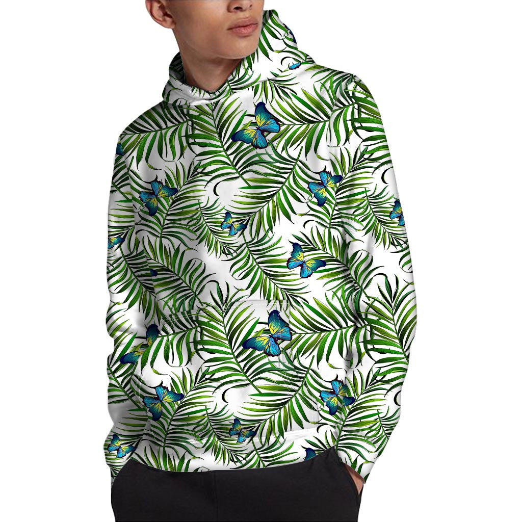 Tropical Butterfly Pattern Print Pullover Hoodie