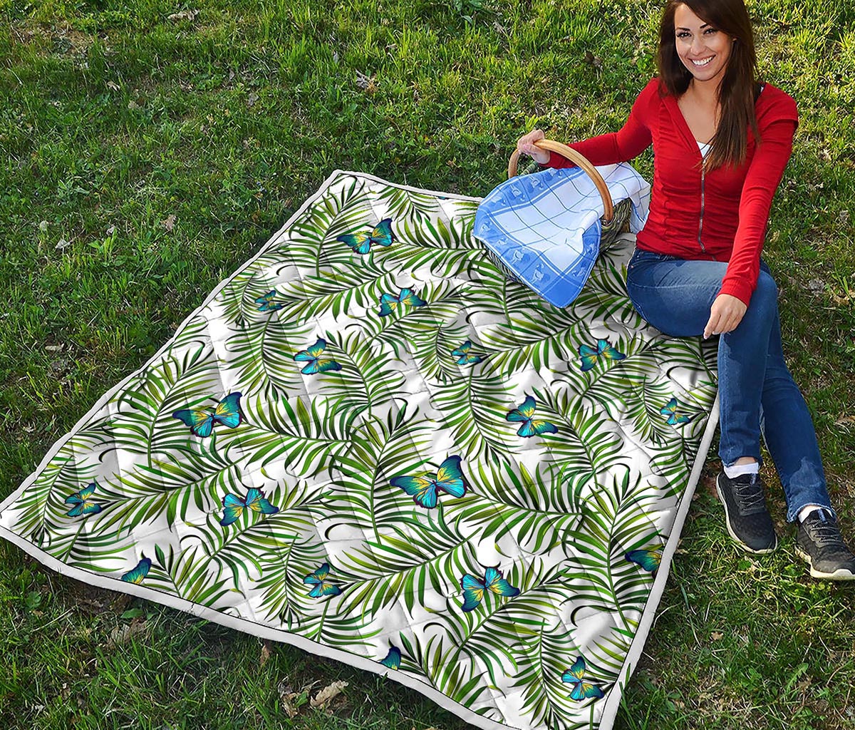 Tropical Butterfly Pattern Print Quilt