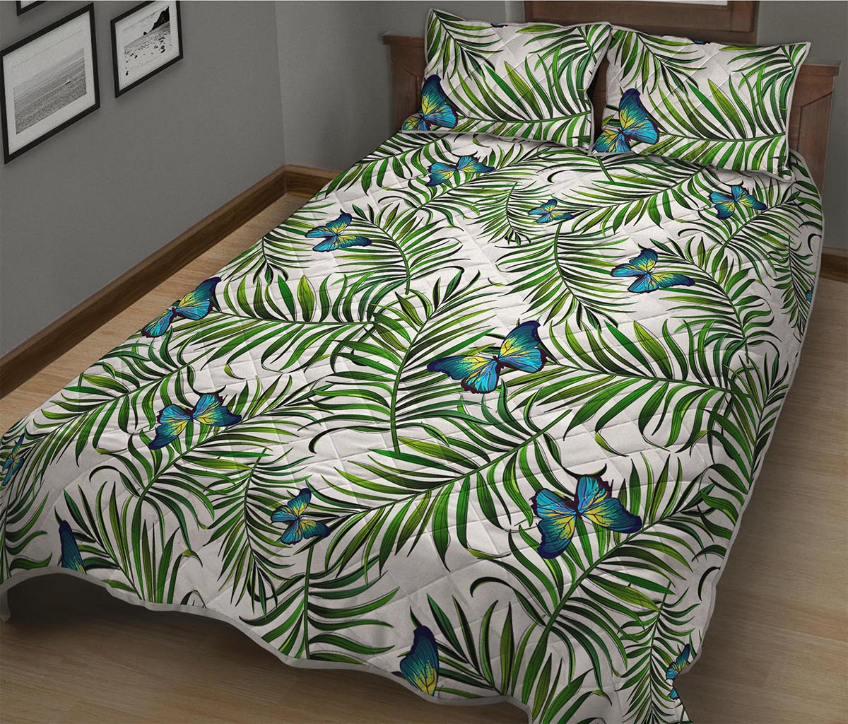 Tropical Butterfly Pattern Print Quilt Bed Set