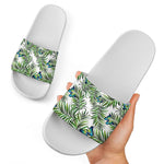 Tropical Butterfly Pattern Print White Slide Sandals