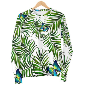 Tropical Butterfly Pattern Print Women's Crewneck Sweatshirt GearFrost