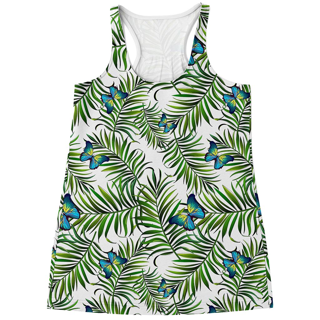 Tropical Butterfly Pattern Print Women's Racerback Tank Top