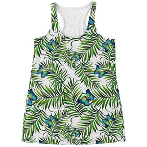 Tropical Butterfly Pattern Print Women's Racerback Tank Top