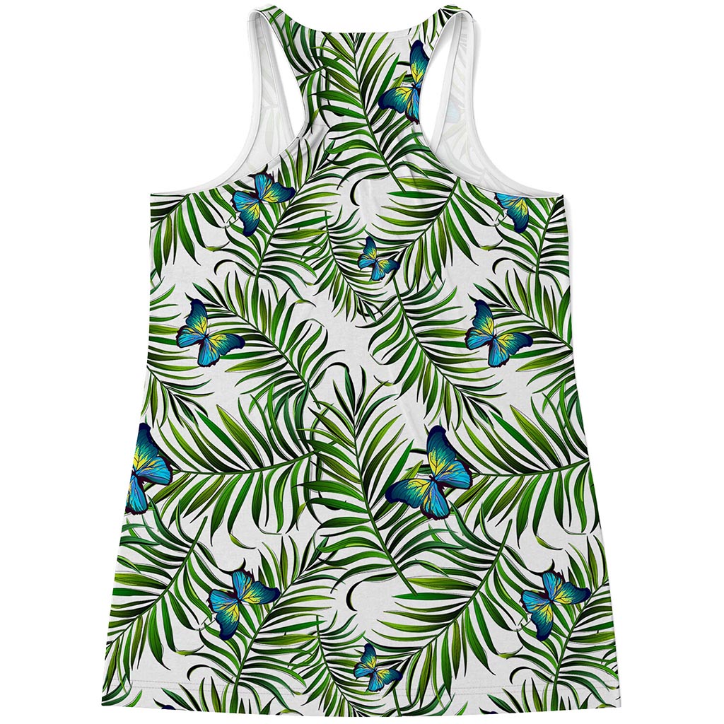 Tropical Butterfly Pattern Print Women's Racerback Tank Top