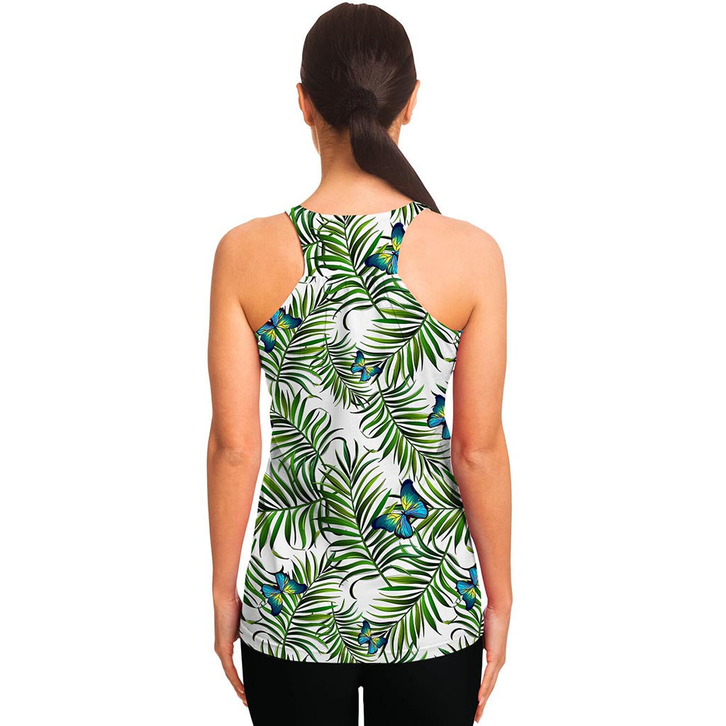 Tropical Butterfly Pattern Print Women's Racerback Tank Top