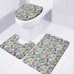 Tropical Cattleya Pattern Print 3 Piece Bath Mat Set