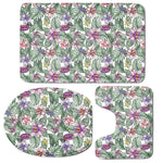Tropical Cattleya Pattern Print 3 Piece Bath Mat Set