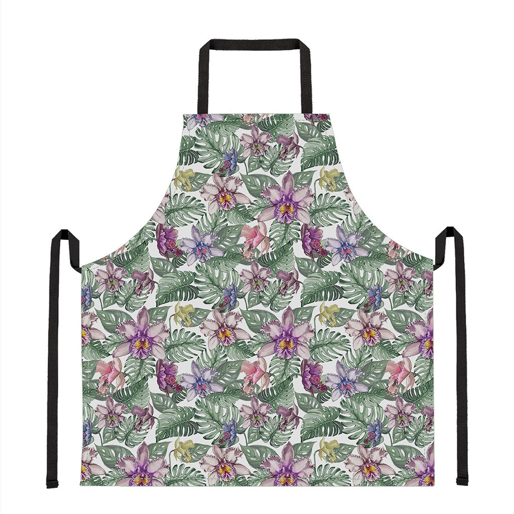 Tropical Cattleya Pattern Print Apron