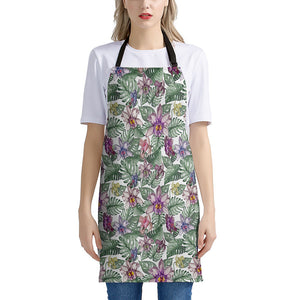 Tropical Cattleya Pattern Print Apron