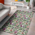 Tropical Cattleya Pattern Print Area Rug