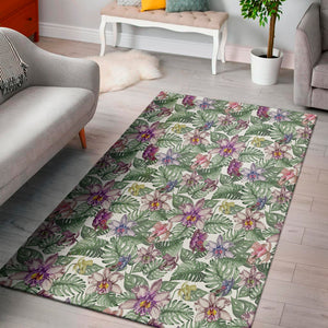 Tropical Cattleya Pattern Print Area Rug