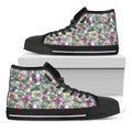 Tropical Cattleya Pattern Print Black High Top Sneakers
