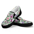 Tropical Cattleya Pattern Print Black Slip On Sneakers