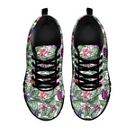 Tropical Cattleya Pattern Print Black Sneakers