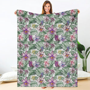 Tropical Cattleya Pattern Print Blanket