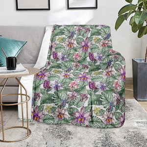 Tropical Cattleya Pattern Print Blanket