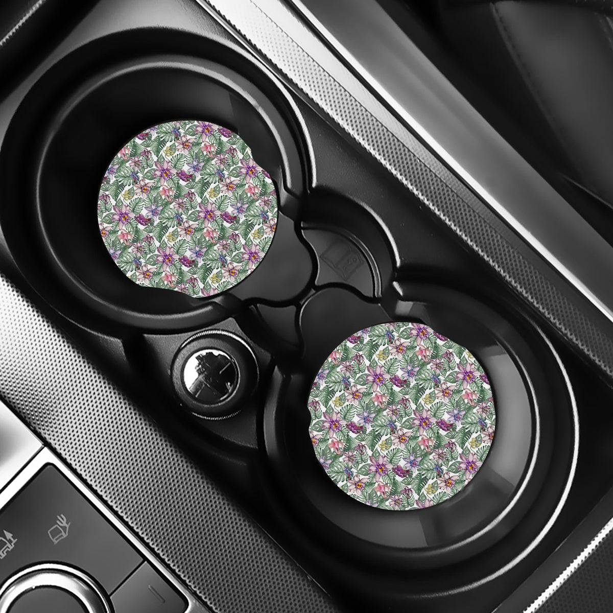 Tropical Cattleya Pattern Print Car Coasters