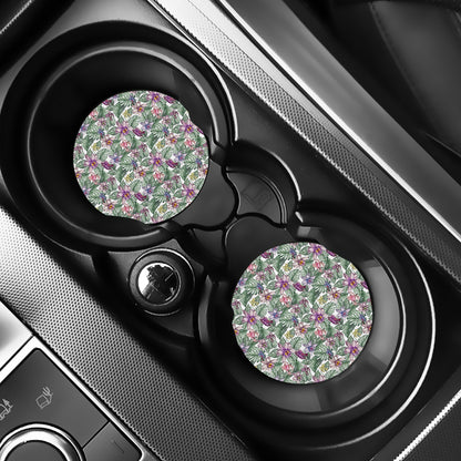 Tropical Cattleya Pattern Print Car Coasters