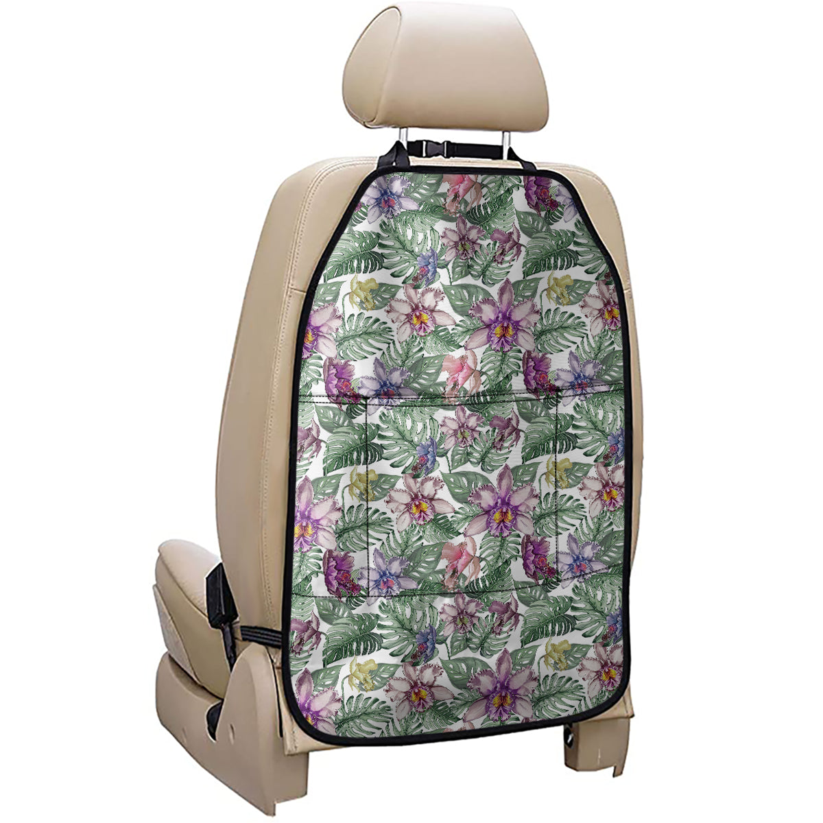 Tropical Cattleya Pattern Print Car Seat Organizers