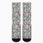 Tropical Cattleya Pattern Print Crew Socks