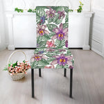 Tropical Cattleya Pattern Print Dining Chair Slipcover