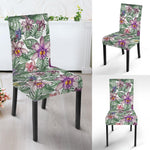 Tropical Cattleya Pattern Print Dining Chair Slipcover