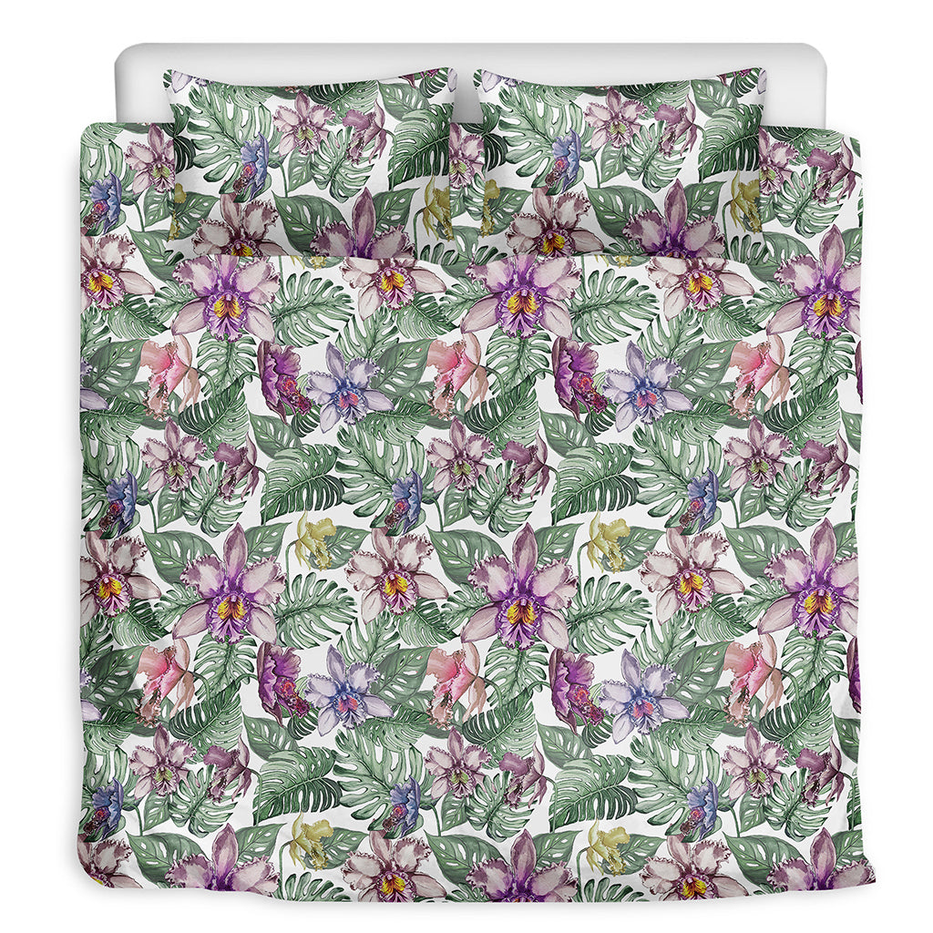 Tropical Cattleya Pattern Print Duvet Cover Bedding Set