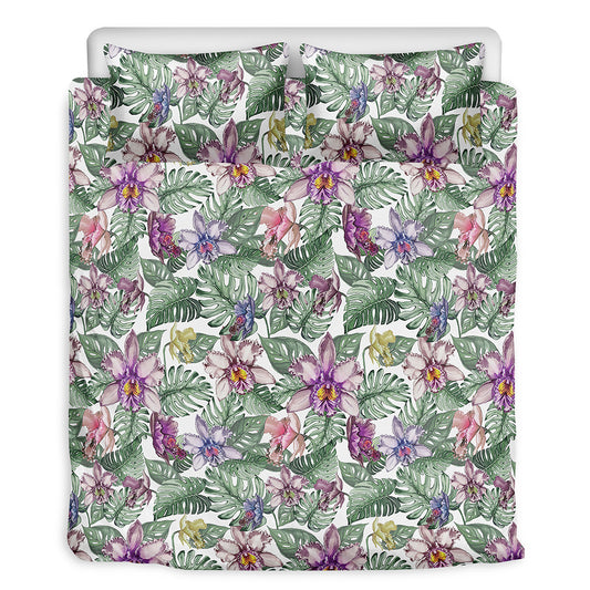 Tropical Cattleya Pattern Print Duvet Cover Bedding Set