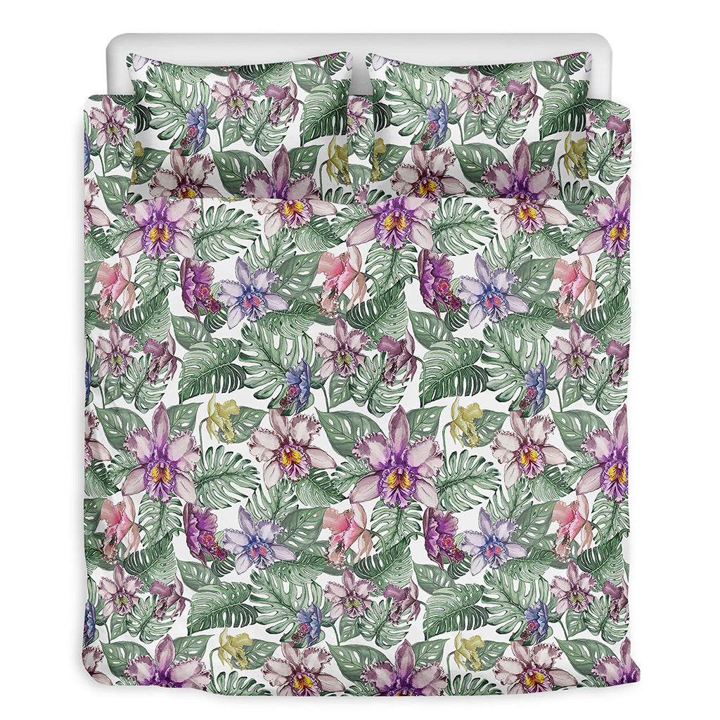 Tropical Cattleya Pattern Print Duvet Cover Bedding Set